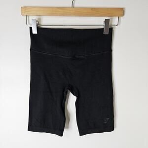 GymShark Rib Womens Size Small Black Seamless Biker Cycling Shorts Activewear